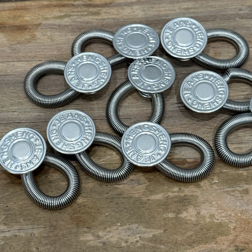 Hengsheng Button Waist Extenders Unisex OS Bronze New No-Sew Spring Metal 9pc